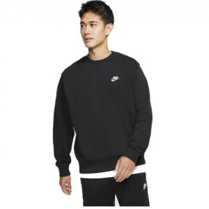 NIKE FELPA GIROCOLLO IN COTONE GARZATO BLACK