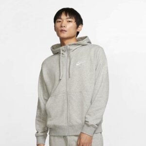 NIKE FELPA UOMO CON ZIP IN COTONE GARZATO GRIGIO